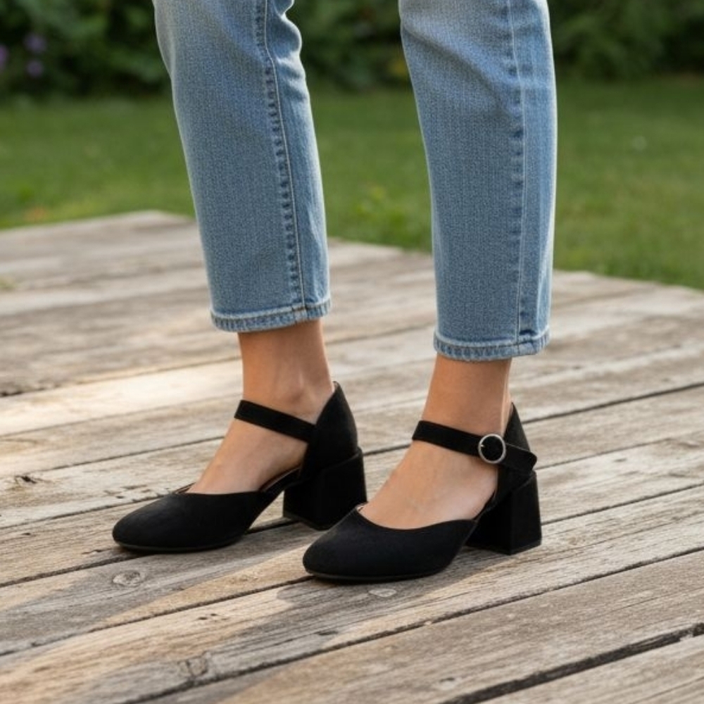 Rebels Suede Leather Strappy Block Heels Size 40